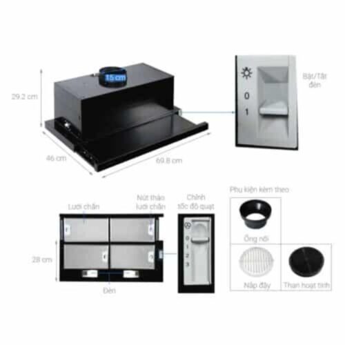 Máy hút mùi âm tủ Hafele HH-SG70A 533.89.021 10 Cấu tạo máy hút mùi âm tủ Hafele HH-SG70A 533.89.021