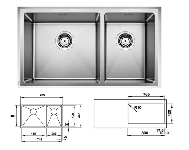 Chậu rửa bát inox Hafele Quatrus R15 435/285-IU 570.27.179 3 Chậu rửa bát inox Hafele Quatrus R15 435/285-IU 570.27.179