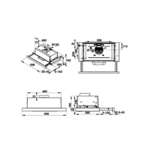 Máy hút khử mùi âm tủ dạng kéo Hafele HH TI60D 539.81.083 13 Kích thước máy hút khử mùi âm tủ dạng kéo Hafele HH TI60D 539.81.083