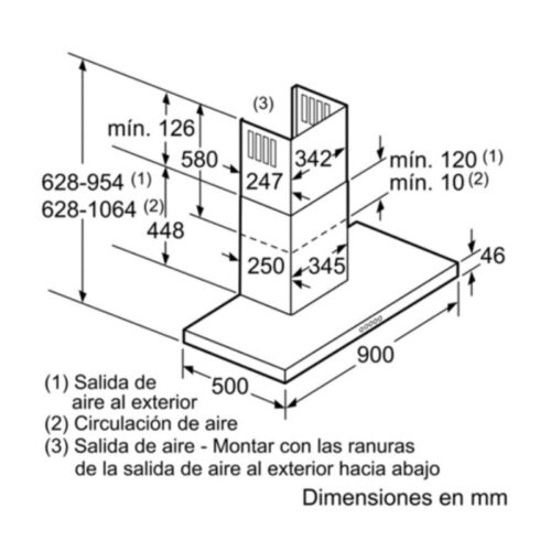 Máy hút khử mùi Bosch DWB098E51 7 Kích thước máy hút khử mùi Bosch DWB098E51