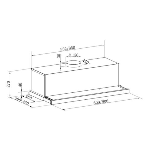 Máy hút mùi âm tủ hiệu Franke CXW-200-FPG605 315.0575.869 7 Kích thước máy hút mùi âm tủ hiệu Franke CXW-200-FPG605 315.0575.869