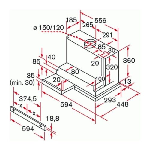 Máy hút mùi Bosch DHI655FX 7 Kích thước máy hút mùi Bosch DHI655FX