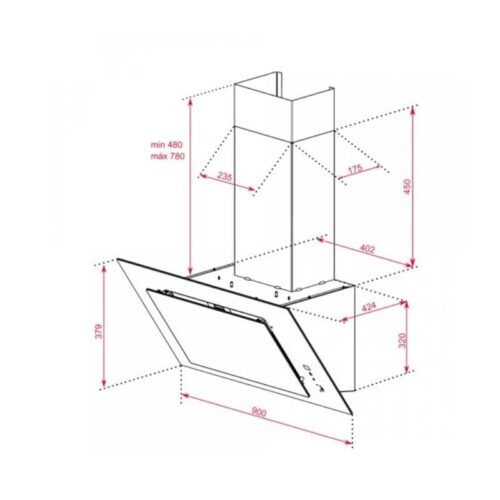 Máy hút mùi TEKA DVT 98660 TBS BK 112930043 7 Kích thước máy hút mùi TEKA DVT 98660 TBS BK