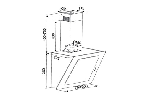 Máy hút khử mùi áp tường Kocher K-2080V 90cm 7 kocher k 2080v 90cm 1