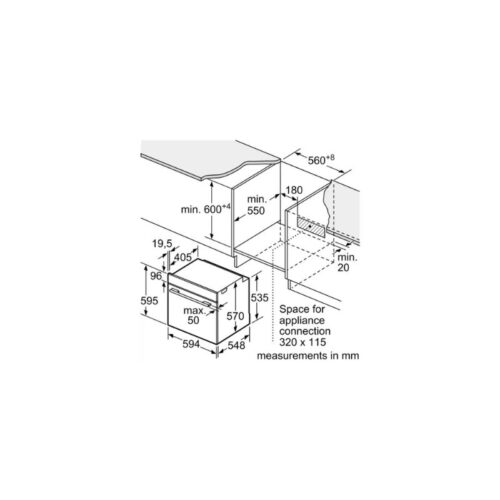Lò nướng Bosch HBS534BB0B 11 Kích thước của Lò nướng Bosch HBS534BB0B