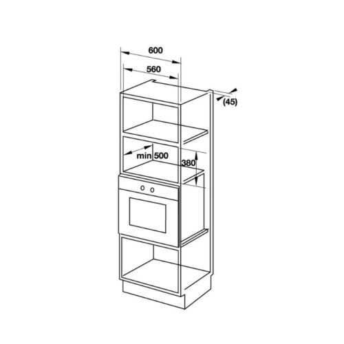 Lò vi sóng kết hợp nướng âm tủ Hafele 25 lít 535.34.000 HM-B38A 9 Kích thước của Lò vi sóng kết hợp nướng âm tủ Hafele 25 lít 535.34.000 HM-B38A