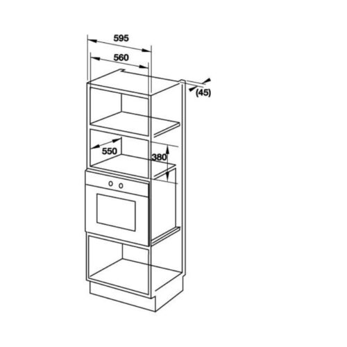 Lò vi sóng kết hợp nướng âm tủ Hafele HM-B38C 538.01.111 5 Kích thước của Lò vi sóng kết hợp nướng âm tủ Hafele HM-B38C 538.01.111