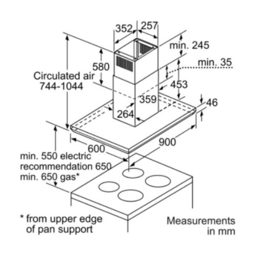 Máy hút mùi Bosch DIB091U51 7 Kích thước máy hút mùi Bosch DIB091U51