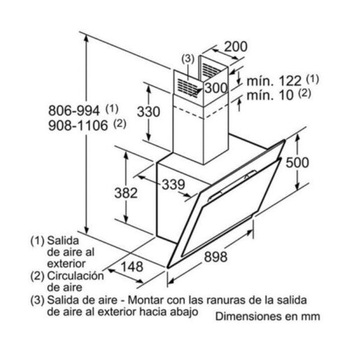 Máy hút mùi Bosch DWK098G61 7 Kích thước máy hút mùi Bosch DWK098G61