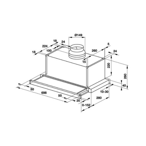 Máy hút mùi âm tủ Hafele HH-SG70A 533.89.021 13 Kích thước máy hút mùi âm tủ Hafele HH-SG70A 533.89.021