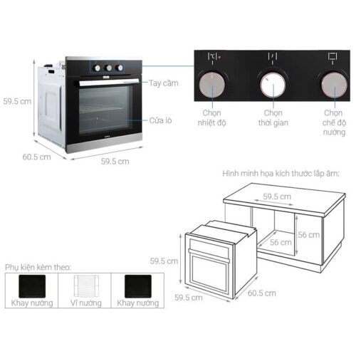 Lò nướng âm tủ Hafele HO-K60B 534.05.581 10 Thông số Lò nướng âm tủ Hafele HO-K60B 534.05.581