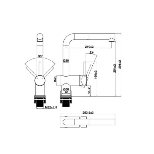 Vòi rửa bát Hafele HT21-CH1P254 577.55.200 7 Kích thước vòi rửa bát Hafele HT21-CH1P254 577.55.200