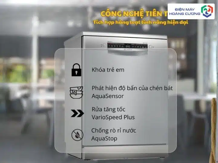 Máy rửa bát Bosch SMS4ECI14E 19 Máy rửa bát Bosch SMS4ECI14E an toàn sử dụng