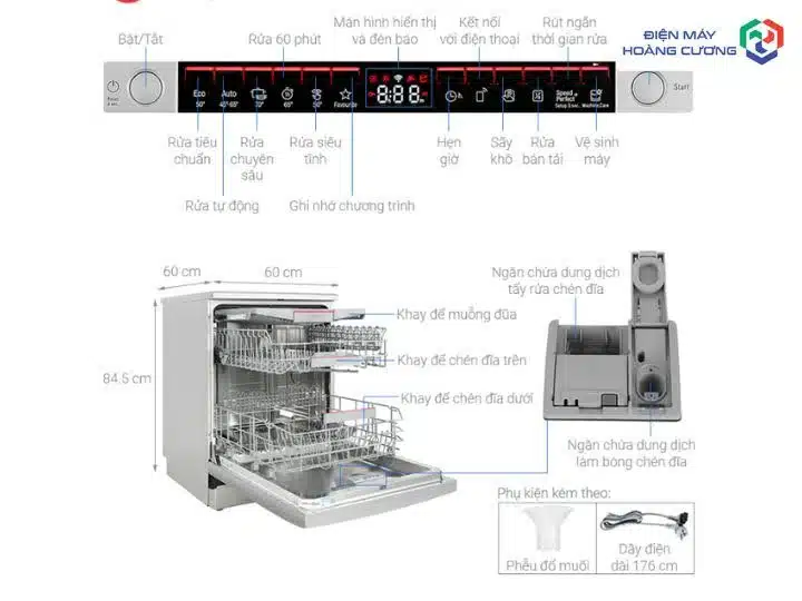 Máy rửa bát Bosch SMS4ECI14E 21 Máy rửa bát Bosch SMS4ECI14E bảng điều khiển rõ ràng