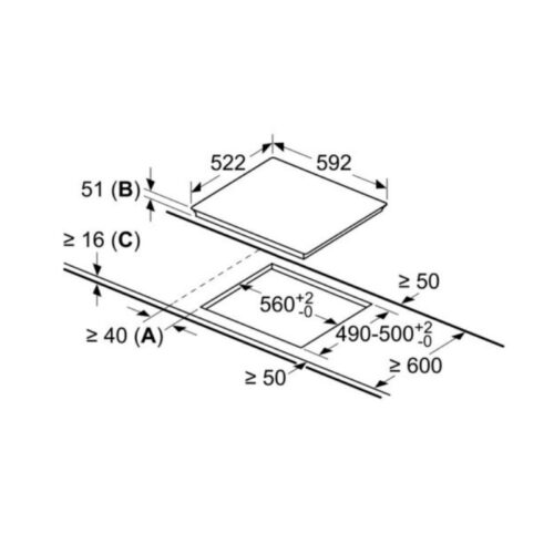 Bếp từ Bosch PUJ61RBB5E 5 kích thước của Bếp từ Bosch PUJ61RBB5E