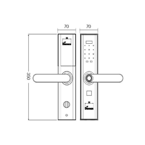 Khóa cửa điện tử Demax SL638 PB - APP WIFI 5 Kích thước của Khóa cửa điện tử Demax SL638 PB - APP WIFI