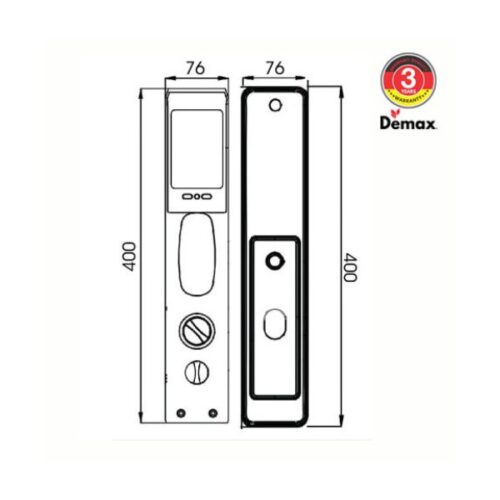 Khóa cửa điện tử Demax SL866 BN 5 Kích thước của Khóa cửa điện tử Demax SL866 BN