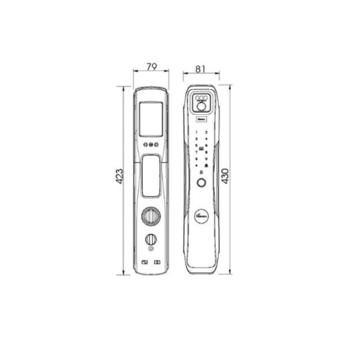 Khóa cửa thông minh nhận diện khuôn mặt FACE ID-3D Demax SL918 PB 5 Kích thước của Khóa cửa thông minh nhận diện khuôn mặt FACE ID-3D Demax SL918 PB