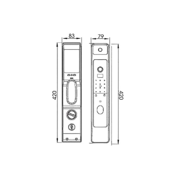 Khóa cửa thông minh nhận diện khuôn mặt FACE ID-3D Demax SL966 BN 4 Kích thước của Khóa cửa thông minh nhận diện khuôn mặt FACE ID-3D Demax SL966 BN