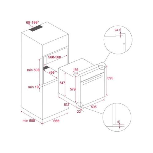 Lò nướng Teka HCB 6545 111020020 7 Kích thước của Lò nướng Teka HCB 6545
