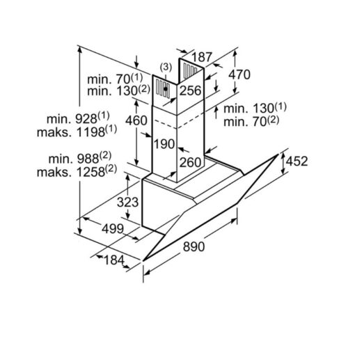 Máy hút mùi Bosch DWK97JM60 7 kích thước của Máy hút mùi Bosch DWK97JM60