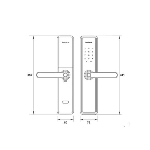 Khóa điện tử Hafele DL7600 BLE glossy copper 912.20.238 5 Kích thước khóa điện tử Hafele DL7600 BLE glossy copper 912.20.238