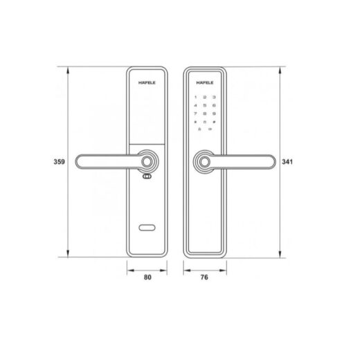 Khóa điện tử Hafele DL7600 Đen Không Pin 912.20.237 5 Kích thước khóa điện tử Hafele DL7600 Đen Không Pin 912.20.237