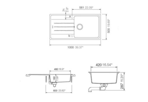 Chậu rửa bát đá Hafele Antonius HS-GSD10050 570.32.830 5 hafele antonius hs gsd10050 570 32 830 1
