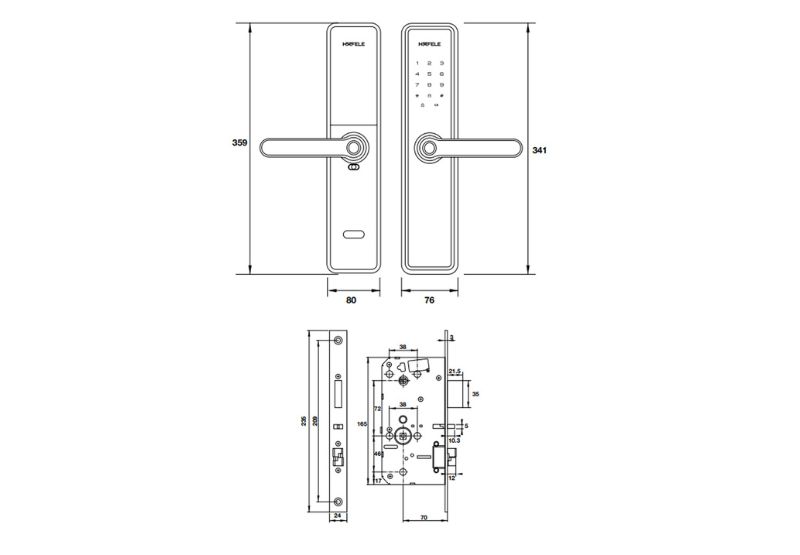 Khóa điện tử Hafele DL7600 BLE glossy copper with Z-wave 912.20.233 4 Khóa điện tử Hafele DL7600 BLE glossy copper with Z-wave 912.20.233 - Ảnh 2
