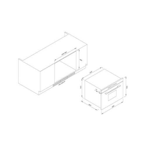 Lò hấp Malloca MST35-IX03 (kính đen) 5 Kích thước lò hấp Malloca MST35-IX03 (kính đen)