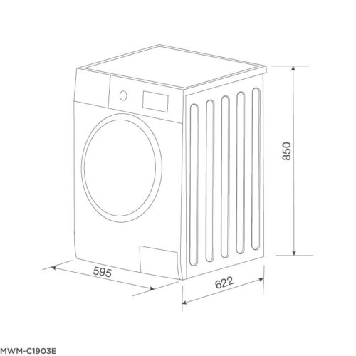 Máy giặt quần áo Malloca MWM-C1903E 5 Kích thước máy giặt quần áo Malloca MWM-C1903E