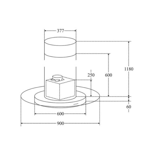 Máy hút đảo Lorca TA 6009 7 Kích thước máy hút đảo Lorca TA-6009