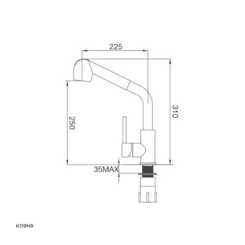 Vòi rửa chén bát Malloca K119N9 5 Kích thước của Vòi rửa chén bát Malloca K119N9
