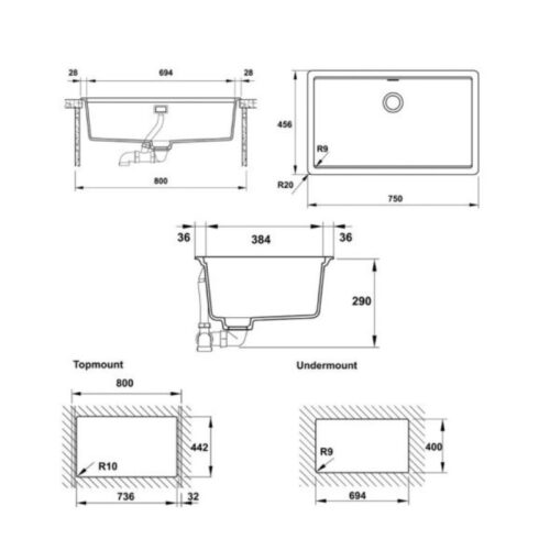 Chậu Rửa Hafele HS20-GEN1S80 570.30.300 9 thông số kỹ thuật của chậu Rửa Hafele HS20-GEN1S80 570.30.300