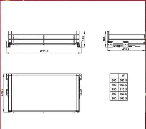 Kệ đựng xoong nồi Hafele Kason Kosmo 549.08.865 9 Kích thước kệ đựng xoong nồi Hafele Kason Kosmo 549.08.865