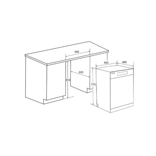 Máy rửa bát Spelier SP 775 DW-B 13 bộ 11 Kích thước máy rửa bát Spelier SP 775 DW-B