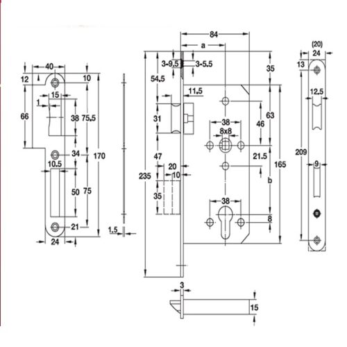 Thân khóa lưỡi gà chốt chết C/C 72mm Hafele 911.02.168 5 Thiết kế của Thân Khóa Lưỡi Gà Chốt Chết C/C 72mm Hafele 911.02.168