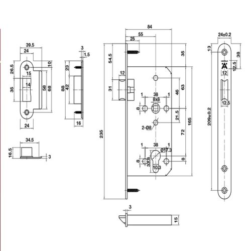 Thân khóa lưỡi gà C/C 72mm Hafele 911.23.428 5 Thiết kế của Thân Khóa Lưỡi Gà C/C 72mm Hafele 911.23.428
