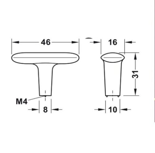 Tay nắm tủ Hafele màu đen mờ 46mm 106.70.120 5 Tay nắm tủ Hafele màu đen mờ 46mm 106.70.120