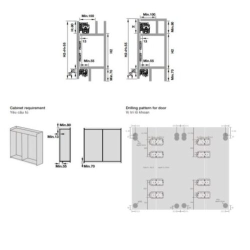 Bộ phụ kiện cho 1 cặp cửa trượt xếp Hafele 401.30.009 5 Bộ phụ kiện cho 1 cặp cửa trượt xếp Hafele 401.30.009