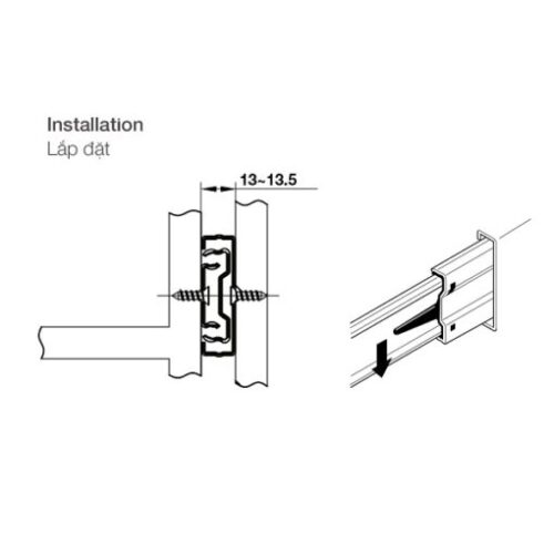 Ray bi giảm chấn 450mm Hafele 494.02.074 5 494.02.074 1 1
