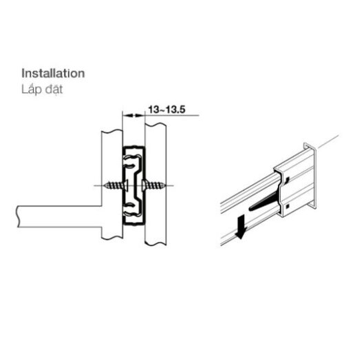Ray bi nhấn mở 450mm Hafele 494.02.084 5 Ray bi nhấn mở 450mm Hafele 494.02.084