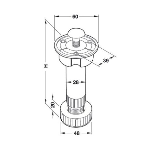 Chân tủ bằng nhựa 120mm Hafele 637.45.344 5 637.45.344 1