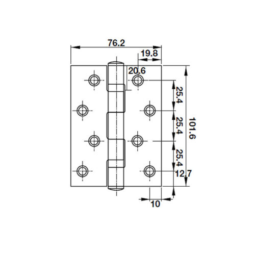 Bản lề lá 2 vòng bi 55Kg Hafele 921.17.142 5 Kích thước của Bản lề lá 2 vòng bi 55Kg Hafele 921.17.142