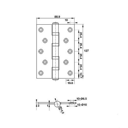 Bản lề lá 2 vòng bi 80Kg Hafele 926.20.122 5 Kích thước của Bản lề lá 2 vòng bi 80Kg Hafele 926.20.122