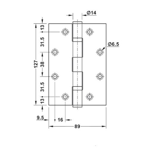 Bản lề lá chống cháy 2 vòng bi 120Kg Hafele 926.98.130 5 Kích thước của Bản lề lá chống cháy 2 vòng bi 120Kg Hafele 926.98.130