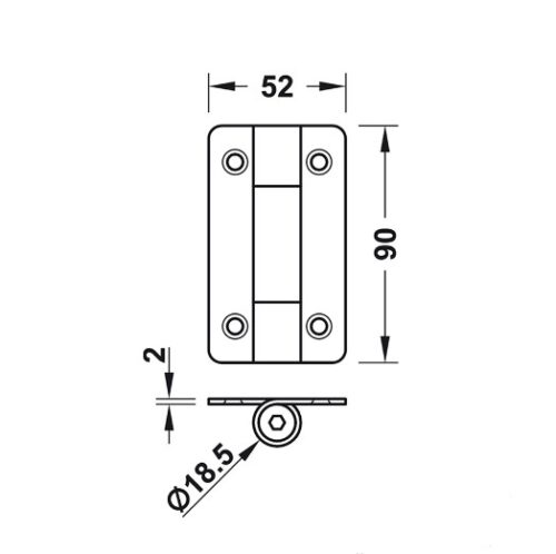 Bản lề WC điều chỉnh tự đóng Hafele 988.98.090 5 Kích thước của Bản lề WC điều chỉnh tự đóng Hafele 988.98.090