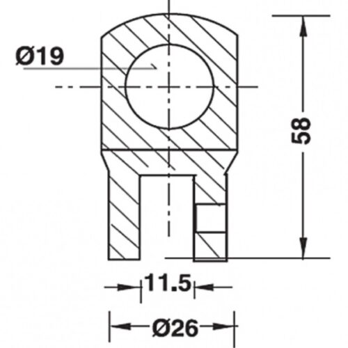 Bas giữ thanh treo gắn kính Hafele 981.52.793 5 Kích thước của Bas giữ thanh treo gắn kính Hafele 981.52.793