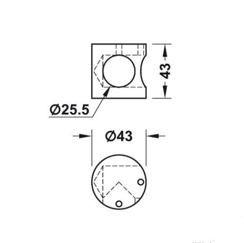Bas nối Hafele góc 90 Hafele 988.98.060 5 Kích thước của Bas nối Hafele góc 90 Hafele 988.98.060