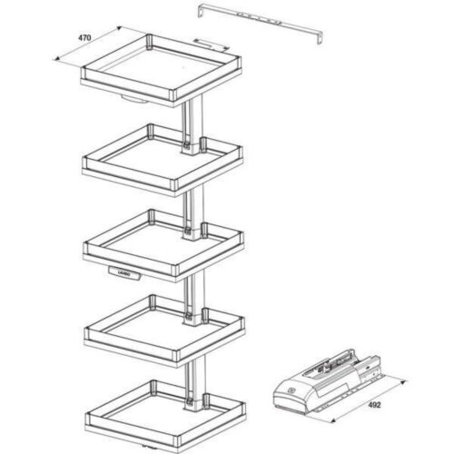 Bộ kệ 5 tầng Convoy Lavido 600mm Hafele 549.62.906 6 Kích thước của Bộ kệ 5 tầng Convoy Lavido 600mm Hafele 549.62.906